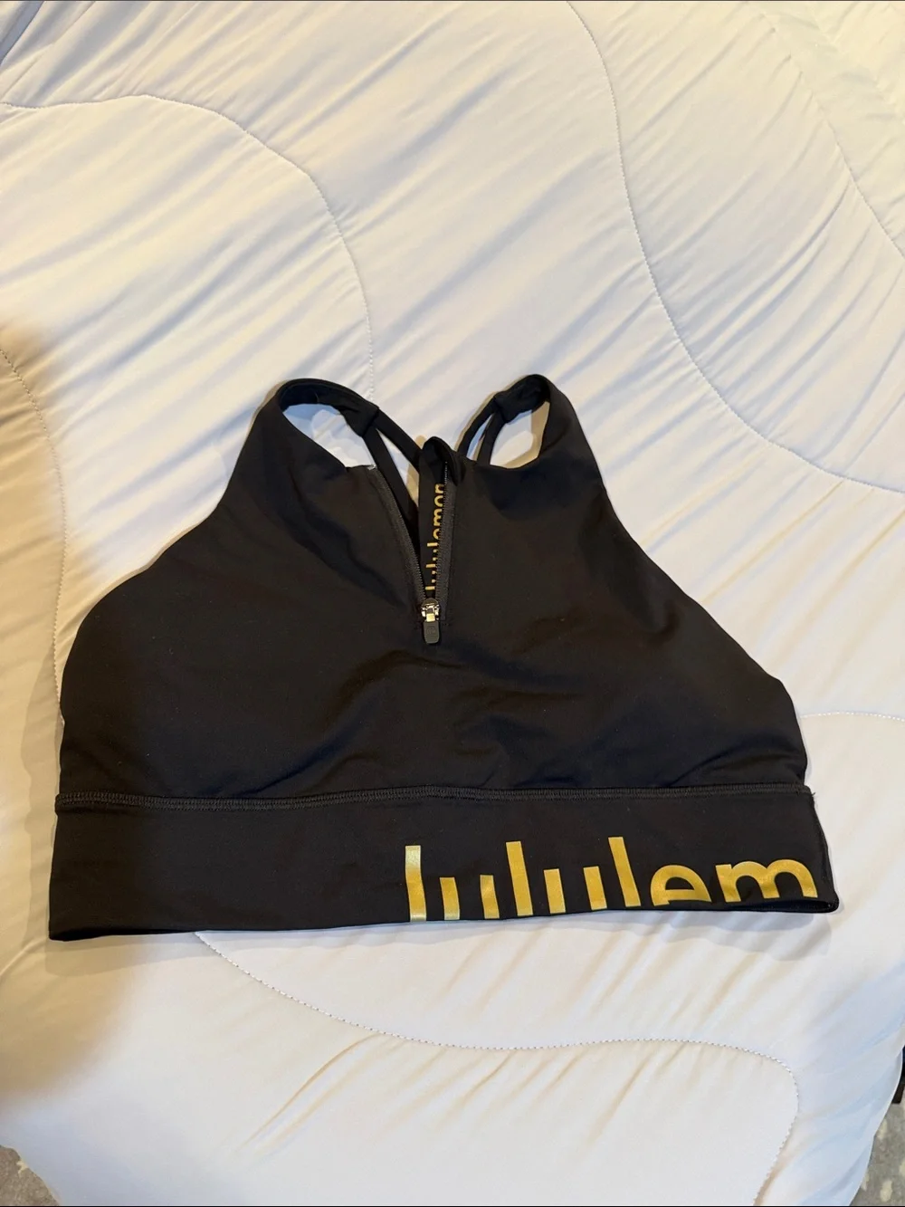 Lululemon Athletic Black Sports Bra with Gold Logo